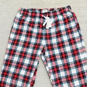 Crew Women's Flannel Pajama Pants XXSP Petite Red Stewart Tartan Plaid Soft